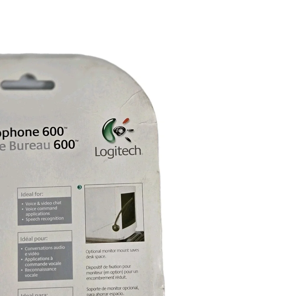 Logitech PC Desktop Microphone‎ 600 Stand & Monitor Mount 3.5mm NOS Sealed